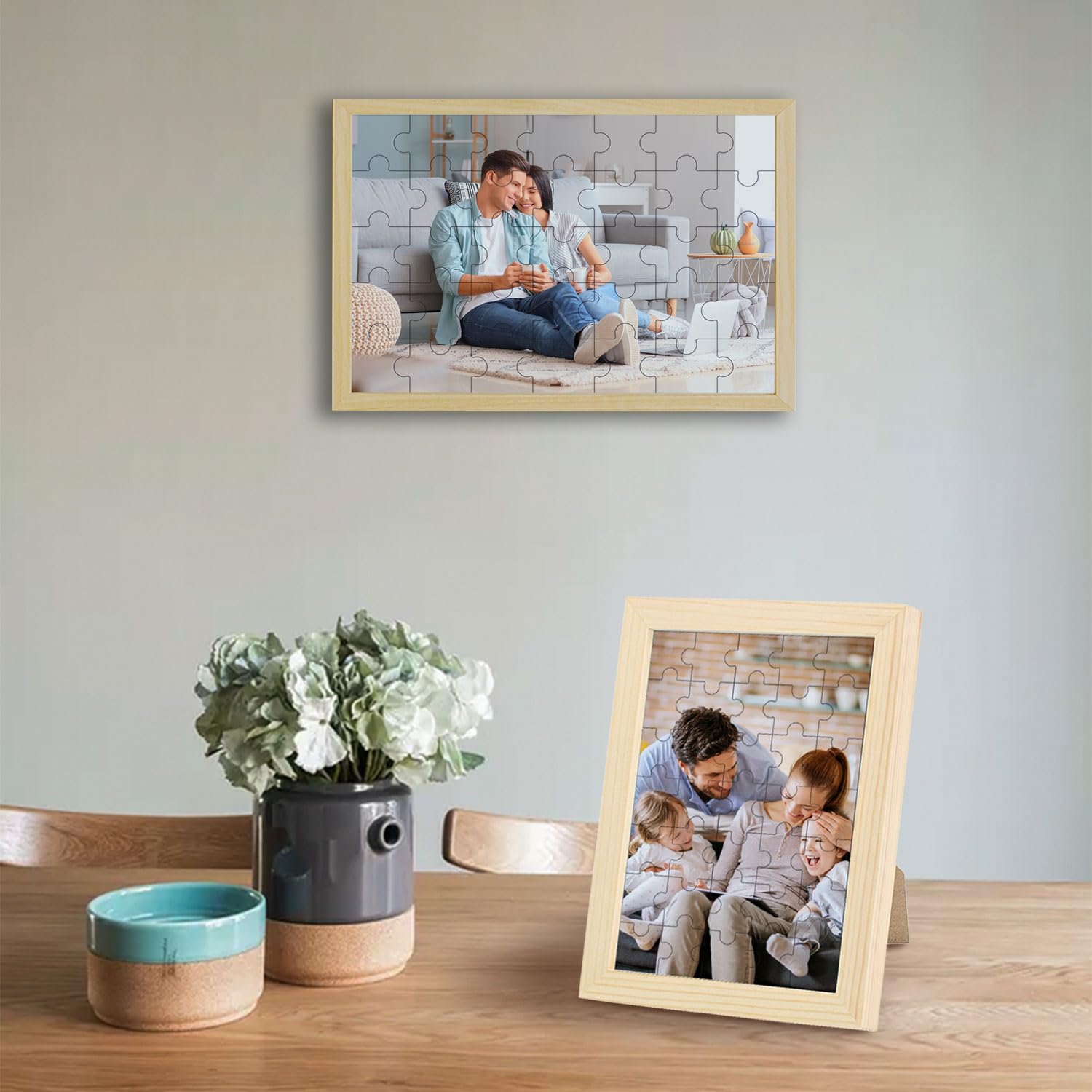 Puzzle Personnalisé Photo Puzzle Personnalisable avec Cadre Photo en Bois inodore Une Large Gamme de Styles à Choisir（(Le Nombre de Puzzles varie de 35 à 1000)