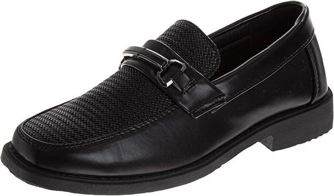 Josmo Boys Dress Shoes Slip-On Comfort Uniform Oxford Loafer with Buckle Black and Brown Big Kid/Little Kid Size 13-6