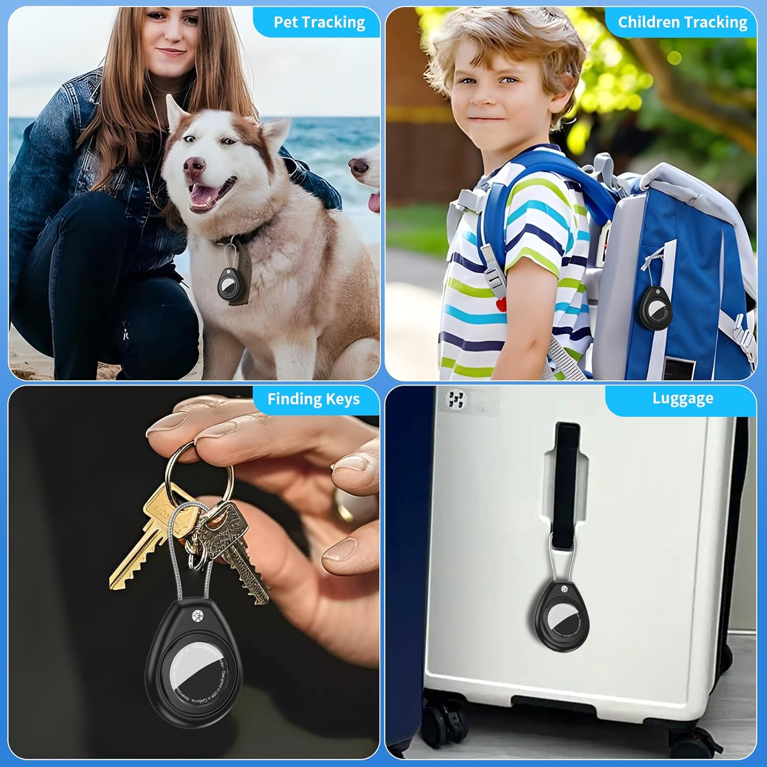 HATALKIN Compatible with AirTag Holder Air Tag Keychain Case with Screen Protector, IP68 Waterproof Air Tags Key Chain for Apple Tag GPS Tracker, Air Tags-4 Pack Holder for Luggage Key,Backpack - Image 6