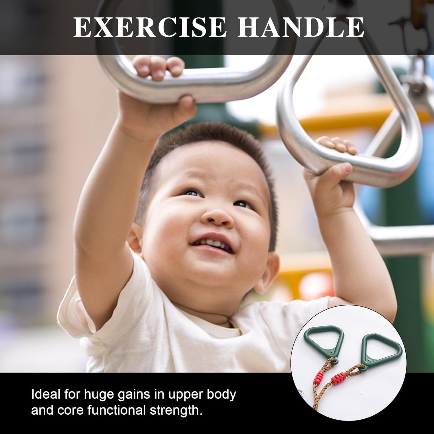 NOLITOY Gymnastics Rings Set Non-Slip Training Stretch Rings with Pull-up Handles for Boys and 120kg Load Capacity Dark Green