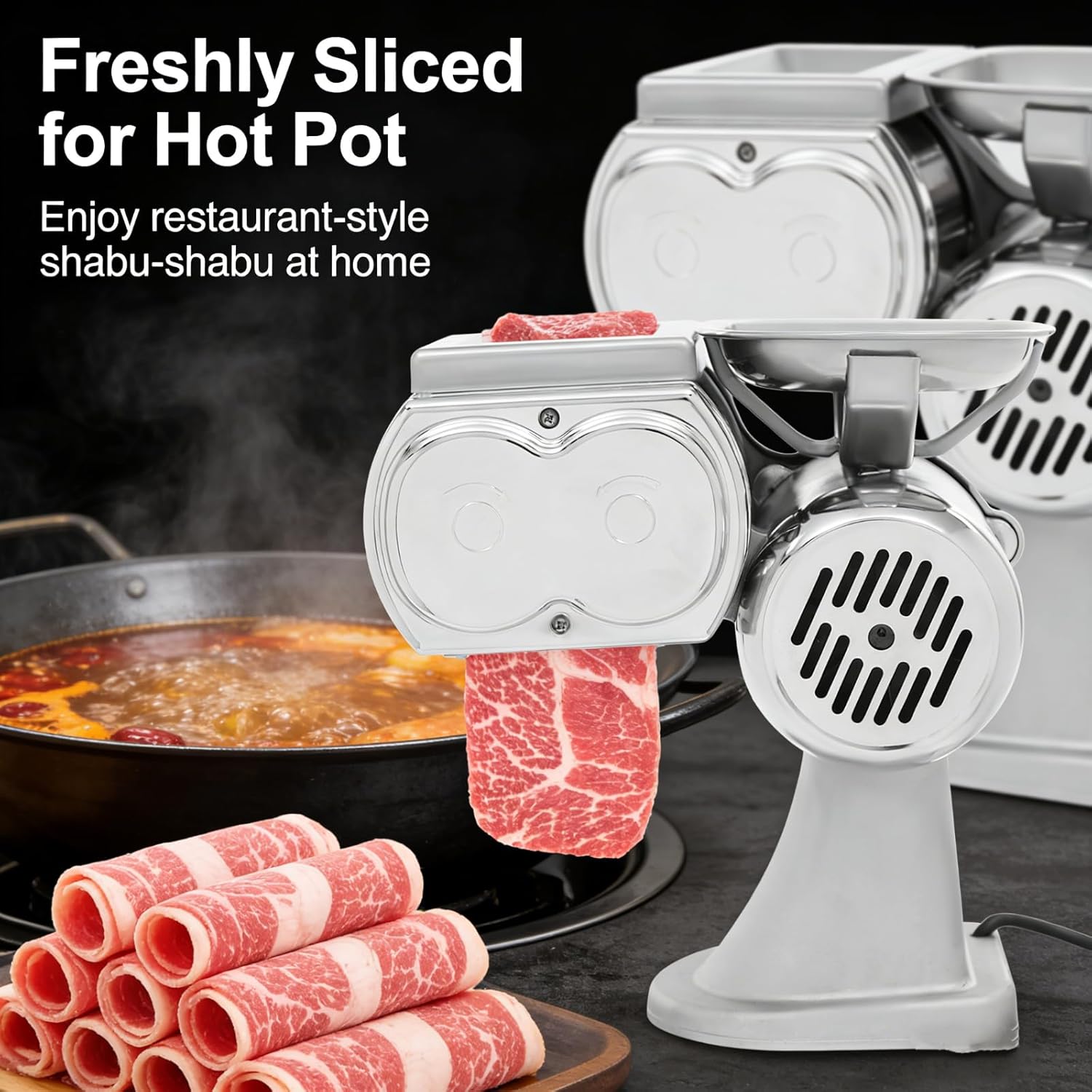 Electric Meat Cutter Machine Automatic Meat Slicer Deli Food Slicer Fish Slicing Machine with 1.7mm Blade for Family Kitchen (1.7MM)