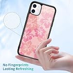 Pink Hibiscus Flower Phone Case for iPhone 13 Tropical Hibiscus Case Cover TPU Bumper Hard Back Shockproof Preppy Phone Case Girly Women Phone Case Cover Hawaiian Flower Design