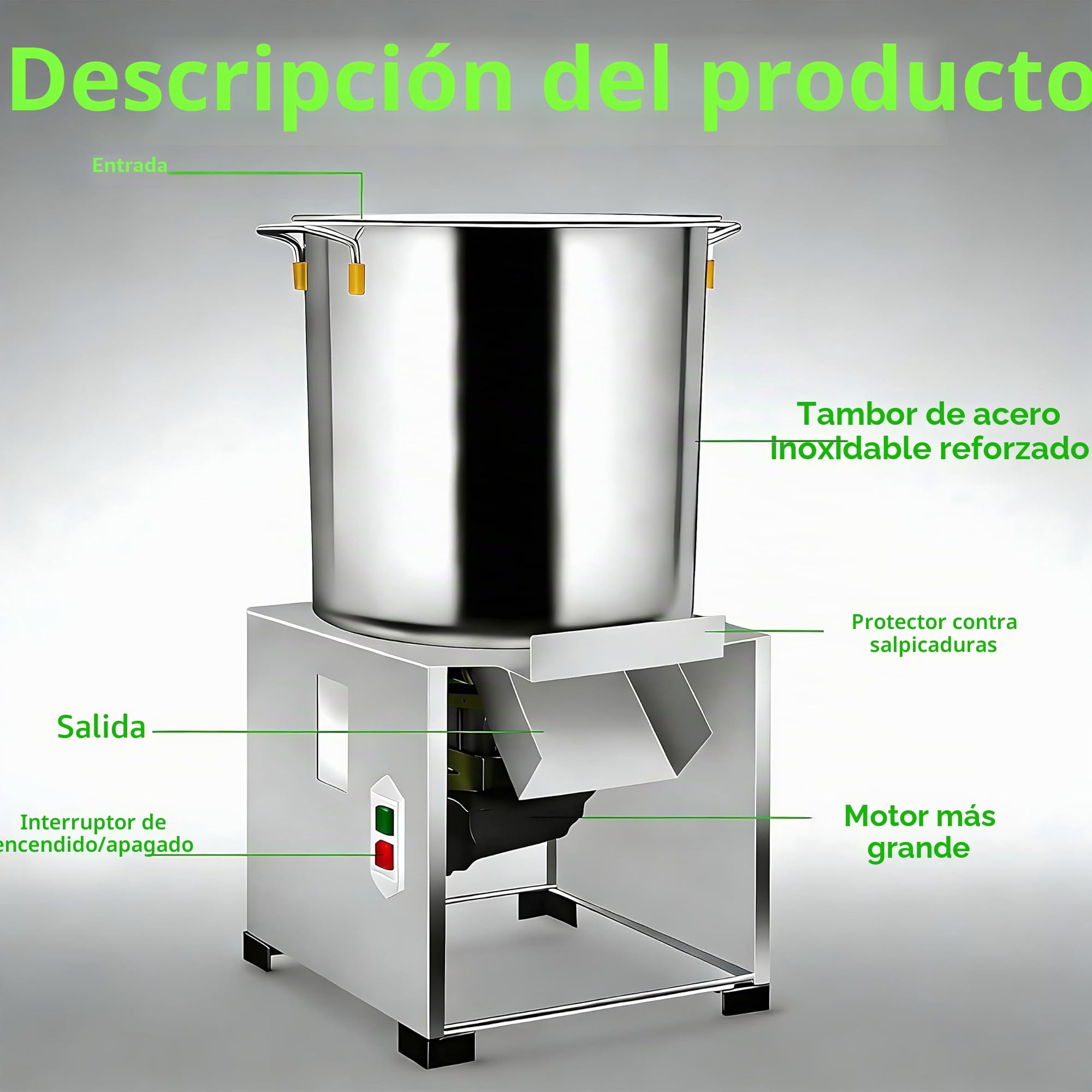 Picadora de Verduras de Alta Resistencia de 1800 W, procesador de Alimentos Comercial de 3500 RPM con 4 Cuchillas, Capacidad de 50 a 120 kg/h para alimento para Aves, Frutas y Jengibre.