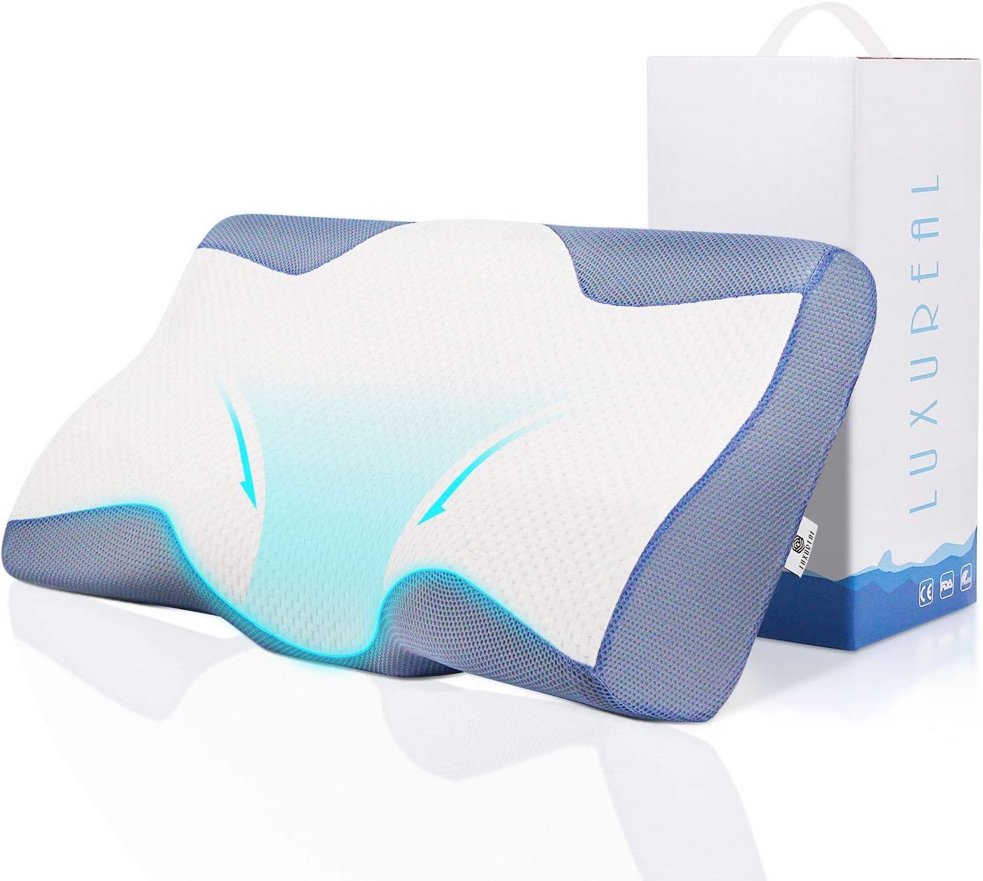 Faireach Memory Foam Pillow, Cervical Neck Pillow for Side Back Stomach Sleepers, Bed Orthopedic Pillows for Neck and Shoulder Pain with Removable Pillowcase