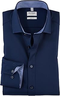 Camisa de negocios para hombre de manga larga Level Five – Body Fit, monocolor, cuello Royal Kent – Camisa de manga larga para hombre
