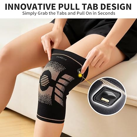CAMBIVO Knee Support Men and Women, 2 Pack Compression Knee Sleeves