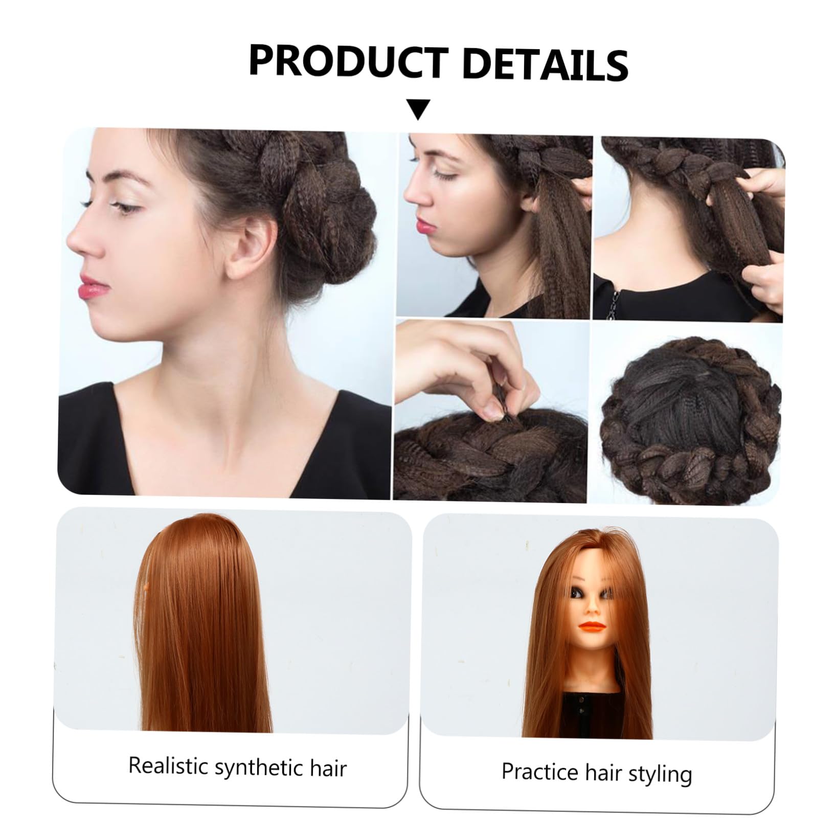 Manichino per Parrucchieri con Capelli Sintetici Marroni ad Alta Temperatura, Sicuro e Realistico per Trecce e Esposizione di Cappelli