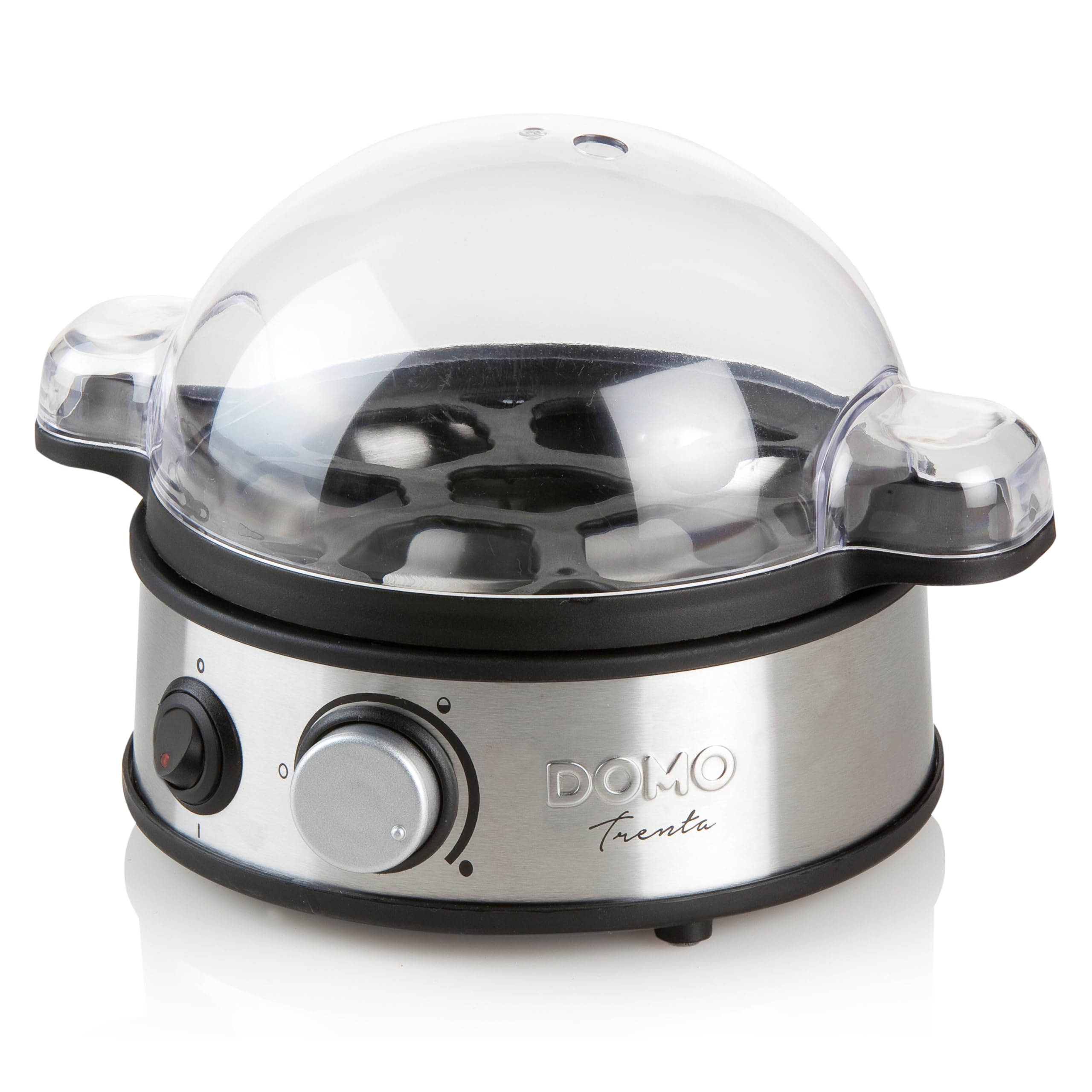 DOMO DO9142EK Cuiseur à œufs 7 œufs – Egg cooker 400 W – Cuit-œufs avec 3 niveaux de cuisson – Signal sonore – Boîtier inox