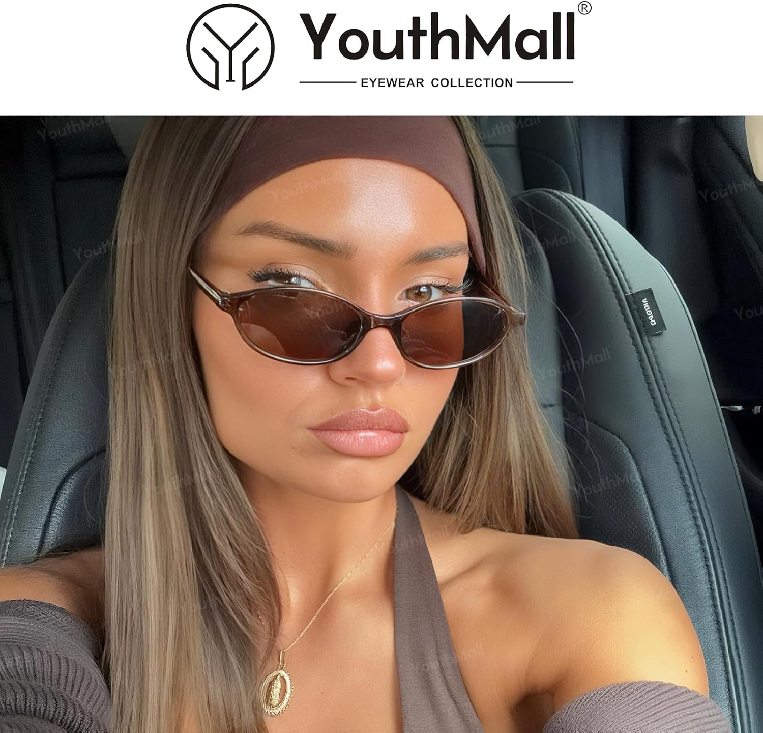 Retro Oval Sunglasses for Women Small Oval 90s Sunnies Trendy Narrow Cat Eye Vintage Shades 2 Pack - Image 2