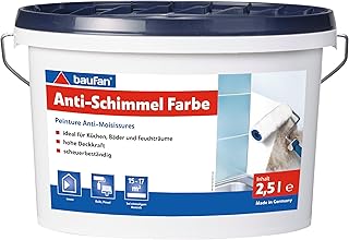 Baufan Anti-Schimmel Farbe 2,5 L | ideal für Küche, Bäder und Feuchträume | hohe Deckkraft | scheuerbeständig | BAuA-Nr. 117334