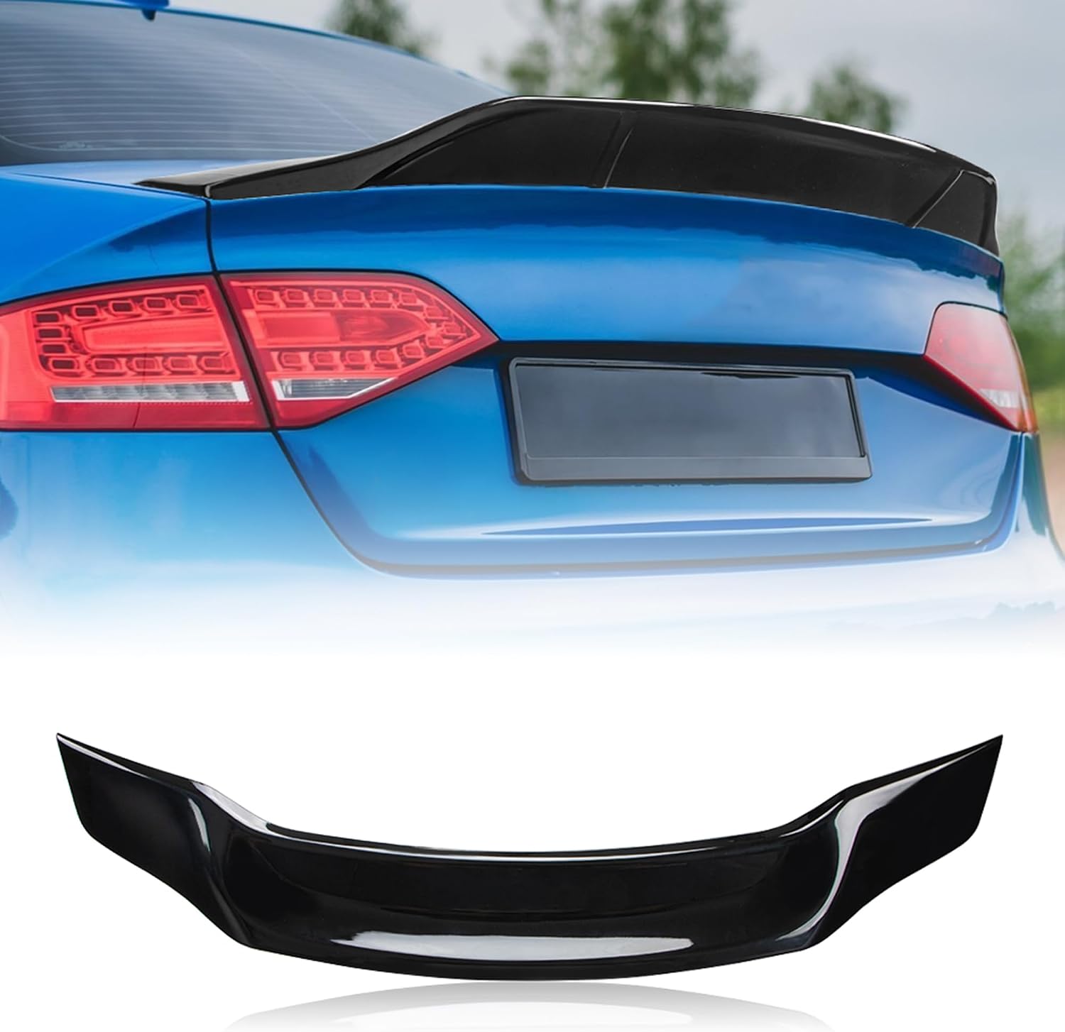 A4 Trunk Spoiler Wing Compatible with 2008-2015 Audi A4 Sedan Spoiler B8 B8.5, Gloss Black Painted