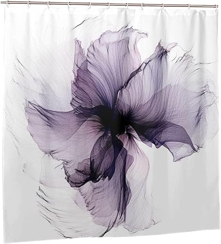 Miniatura 7 de YLATY2929 - Cortina de ducha de flores abstractas para baño, juego de cortinas de ducha bohemias florales moradas, tela transparente, moderna,