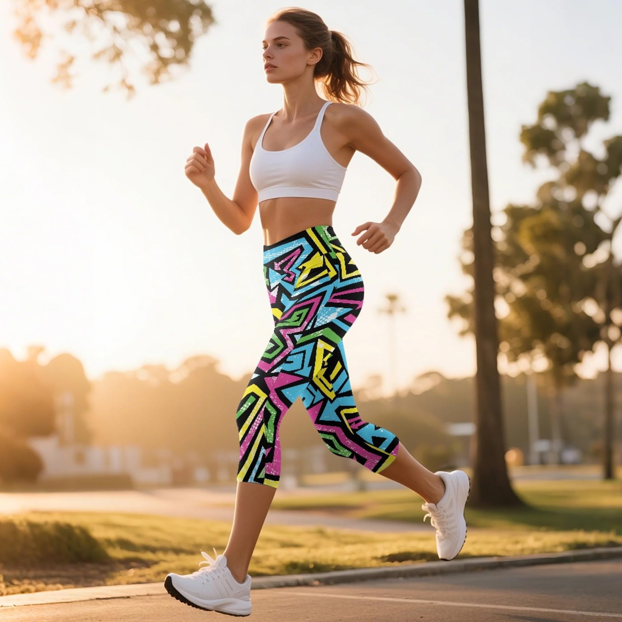 Amzbeauty Leggings para mujer con bolsillos, cintura alta 3/4, pantalones capri negros con control de abdomen
