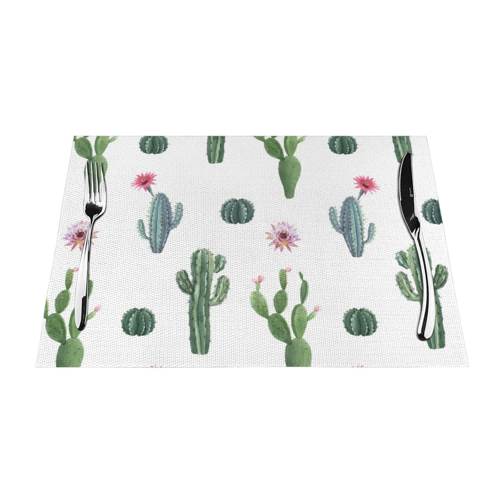 Fleur de cactus sets de table PVC lavables pour éliminer les taches de repas lot de 6