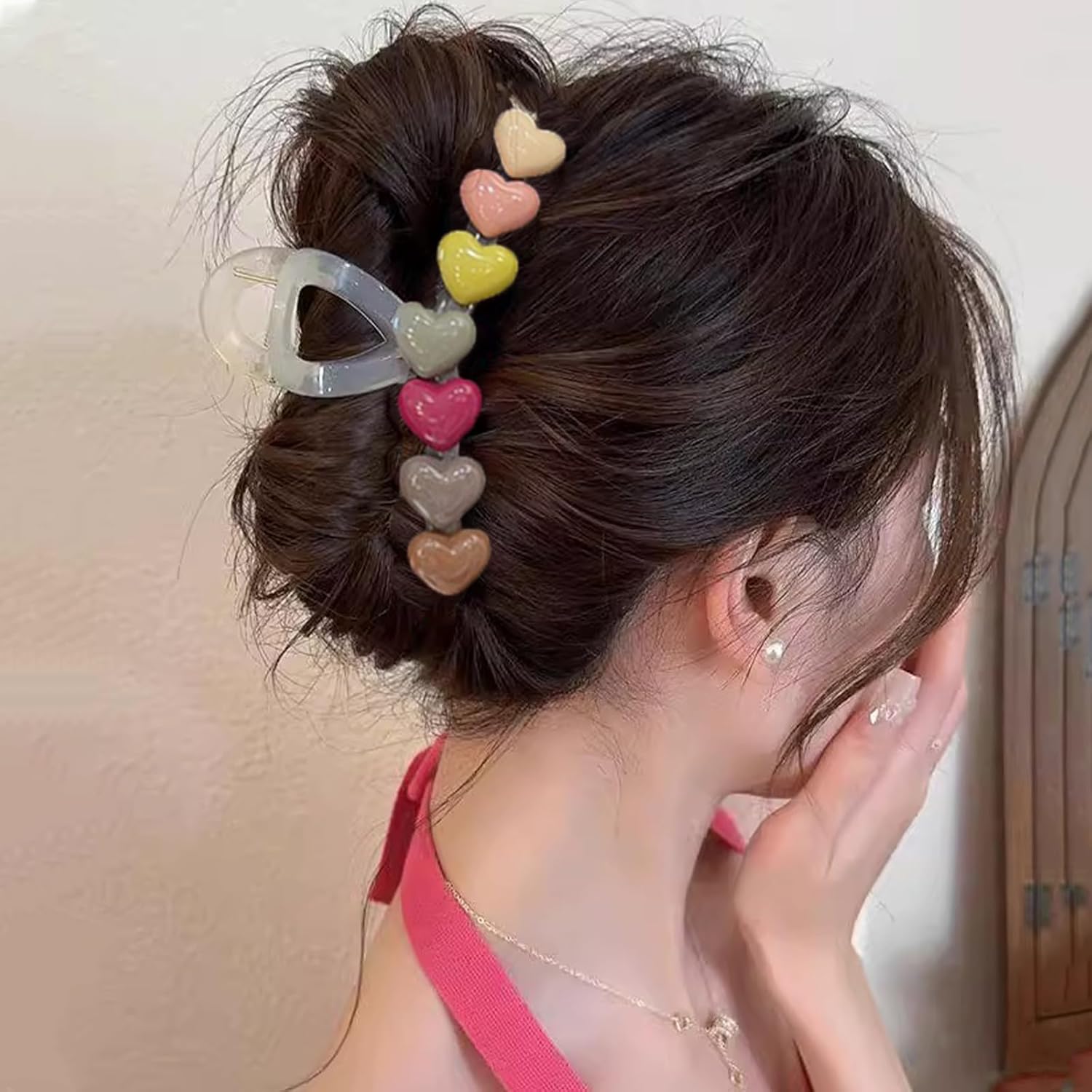 Colorful Heart Hair Clips - Valentines 1PCS Cute Rainbow Candy Designs Claw Clips Fashion Large Heart Hair Accessories for Women Hair Styles Artificial Plastic Hair Claw Clips - Image 4