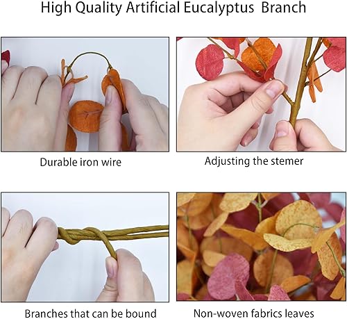 Miniatura 3 de TGANNYOCR 12 tallos de eucalipto artificiales, ramas de eucalipto sintético, tallos de vegetación artificial para decoración de centros de mesa del