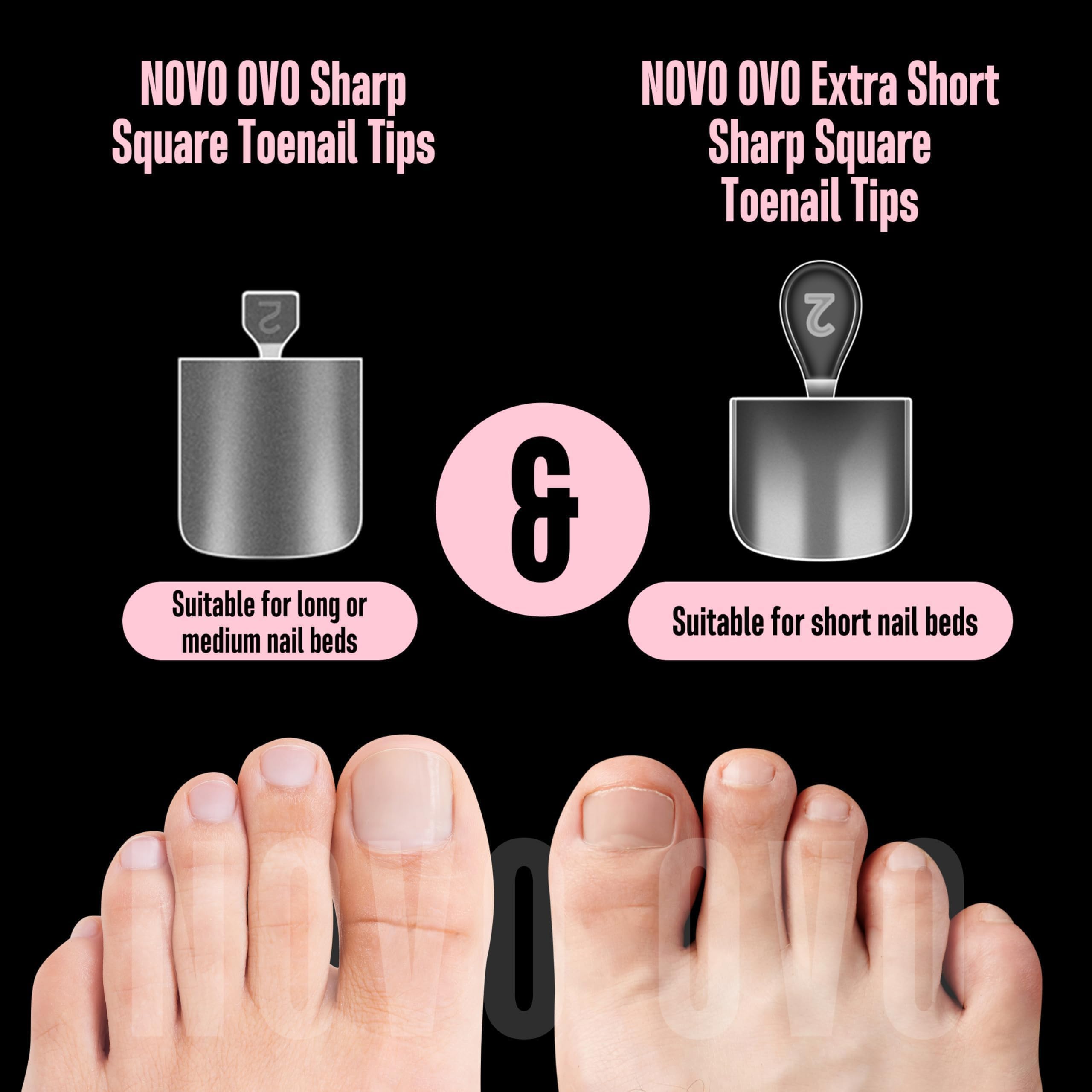 NOVO OVO 31 Sizes Toe Nail Tips with Short and Medium length Combo, Sharp Square Press on Full cover - Image 2
