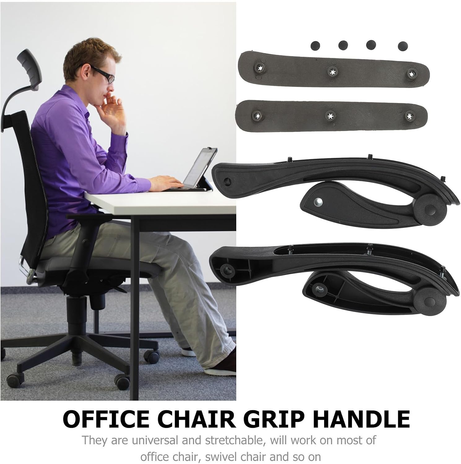 Operitacx Plastic Grab Handles Swivel Chair Armrest Replacement for Office