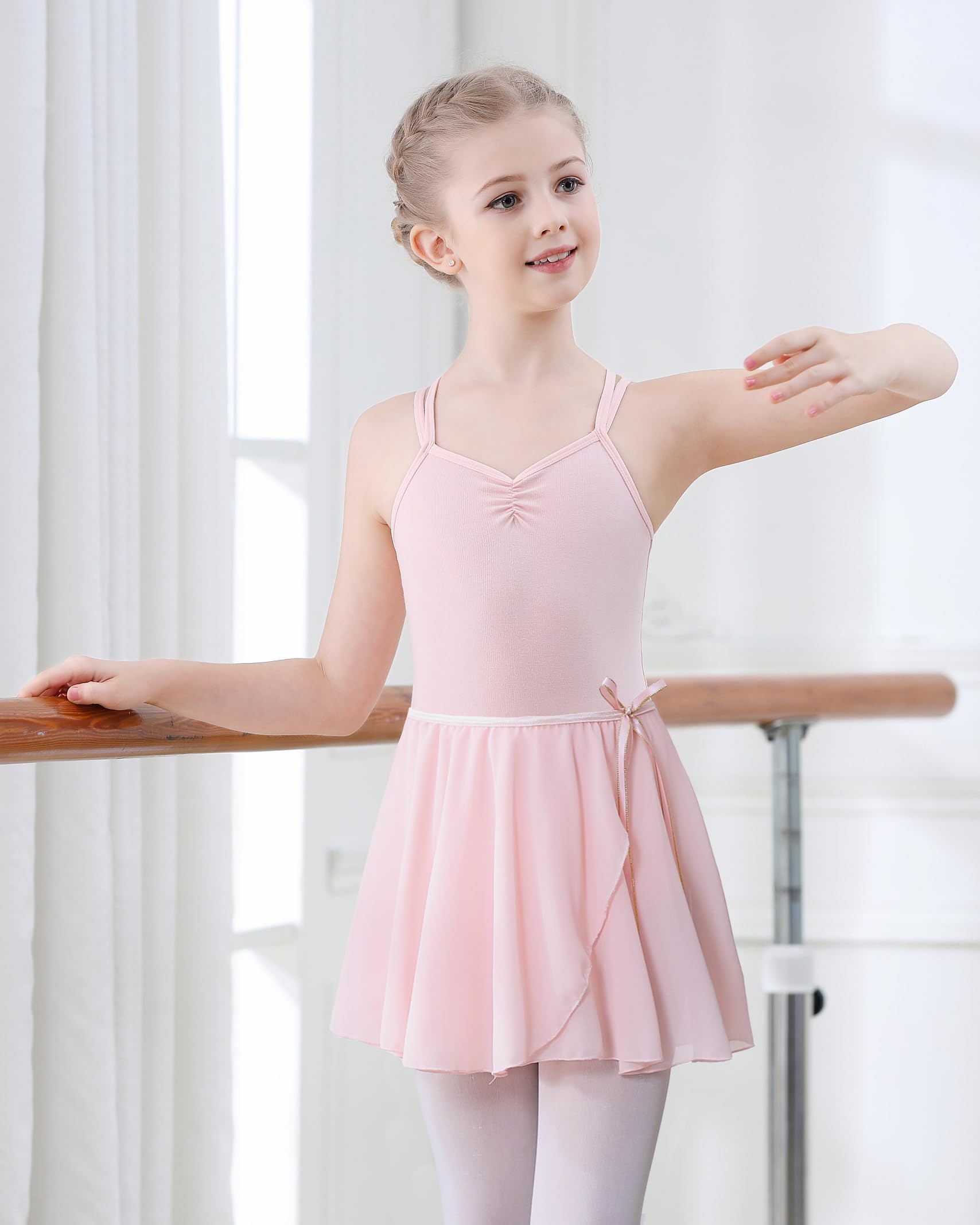 Vestito Body da Balletto Danza per Ragazze Bambina Gonna Balletto Body Ginnastica Cotone Spalline Sottili