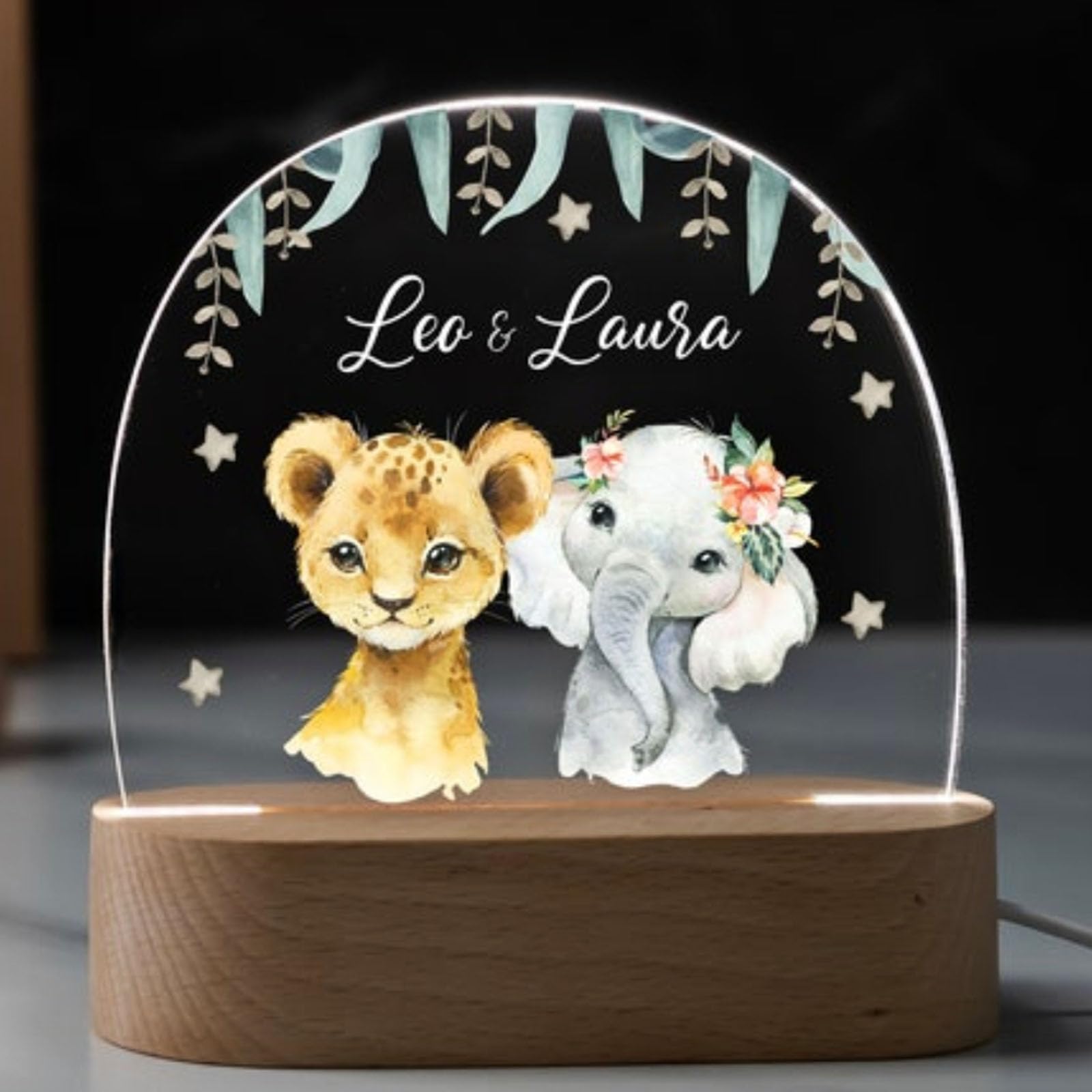Lámpara Mesita Noche Infantil Personalizada con Nombre - Luz Infantil Decorativa - Regalo Original para Niños y Niñas en Bautizos, Comuniones y Navidad,Regalos Bebes Recien Nacidos Originales