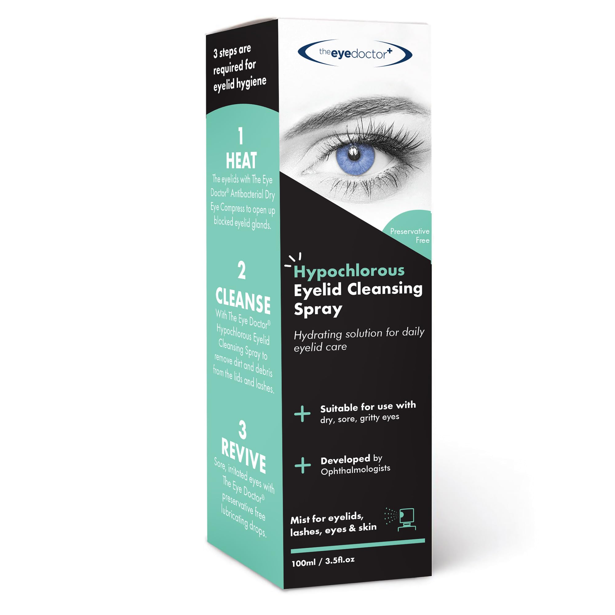 The Eye Doctor Hypochlorous Eyelid Cleansing Spray 100ml x2 Blepharitis