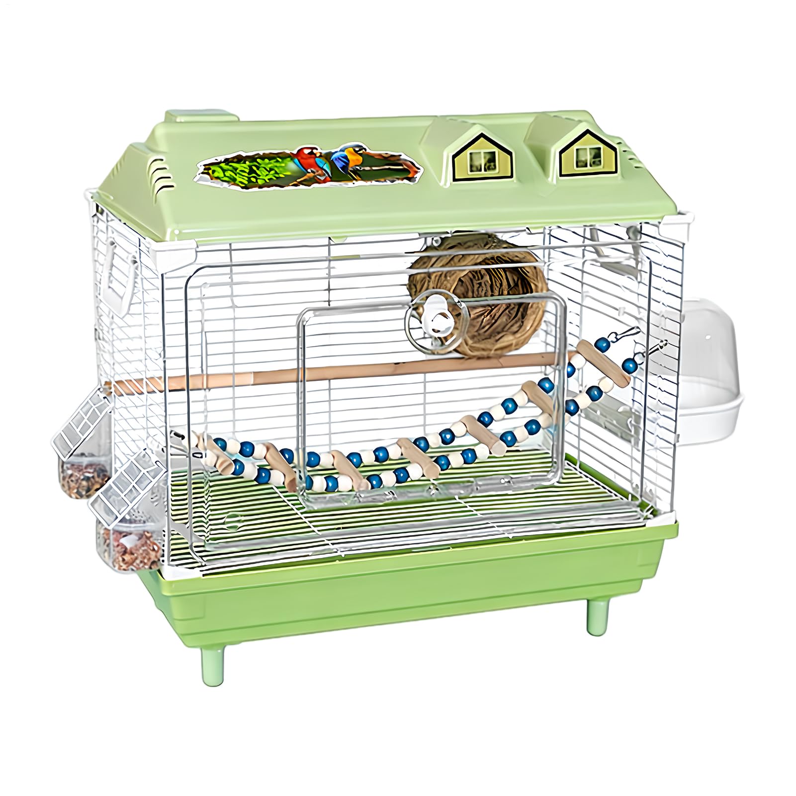 Jaula para Aves y Pájaros Transportín Portátil Transparente Para Ninfas | Jaula Con Percha De Madera Para Pájaros Para Interior Agapornis Pinzones Cacatúa Conuro Guacamayos