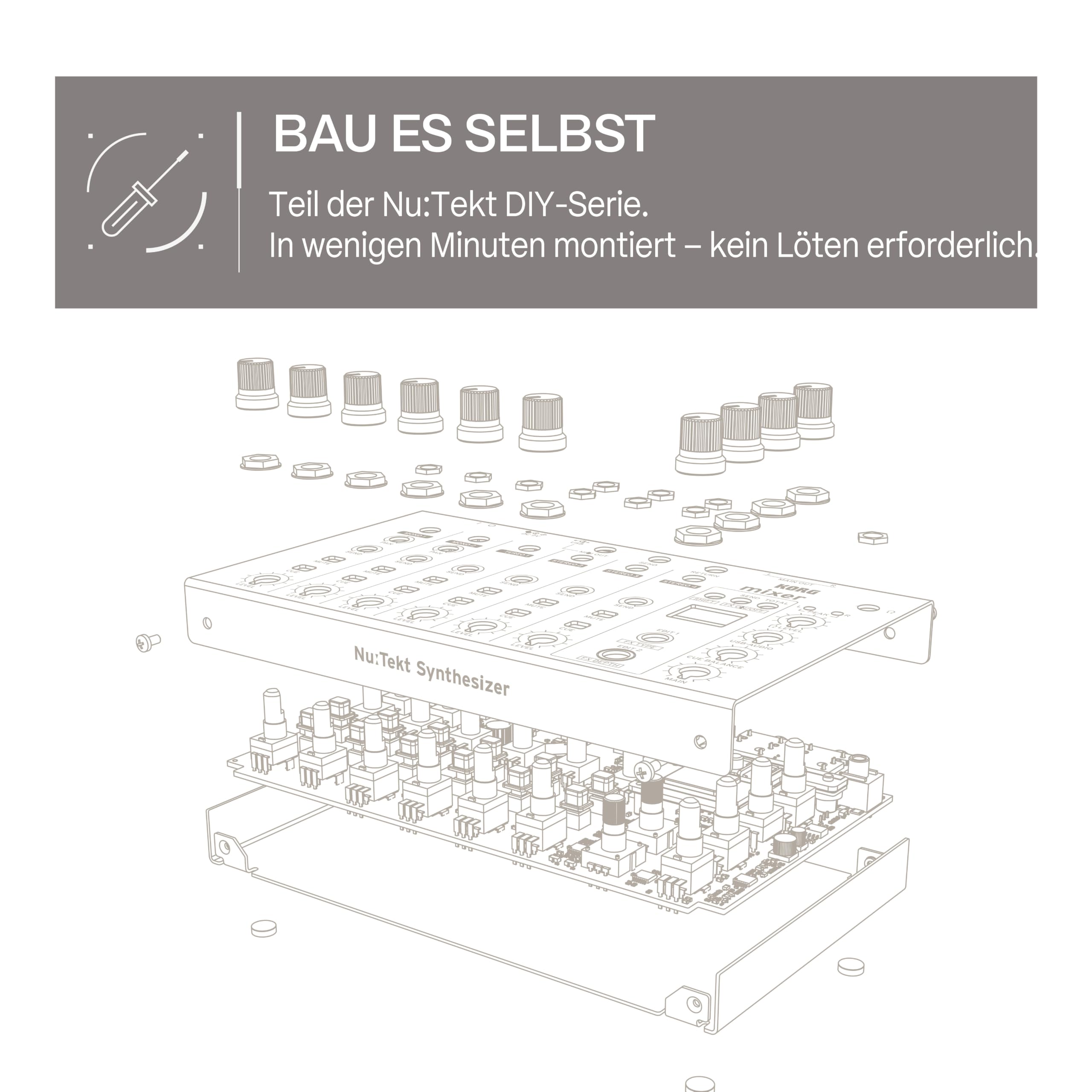 Korg Nu:Tekt NTS-4 Mixer – 6 Kanal Performance Audio-Mischpulte und Audio Interface Bausatz mit Effekten