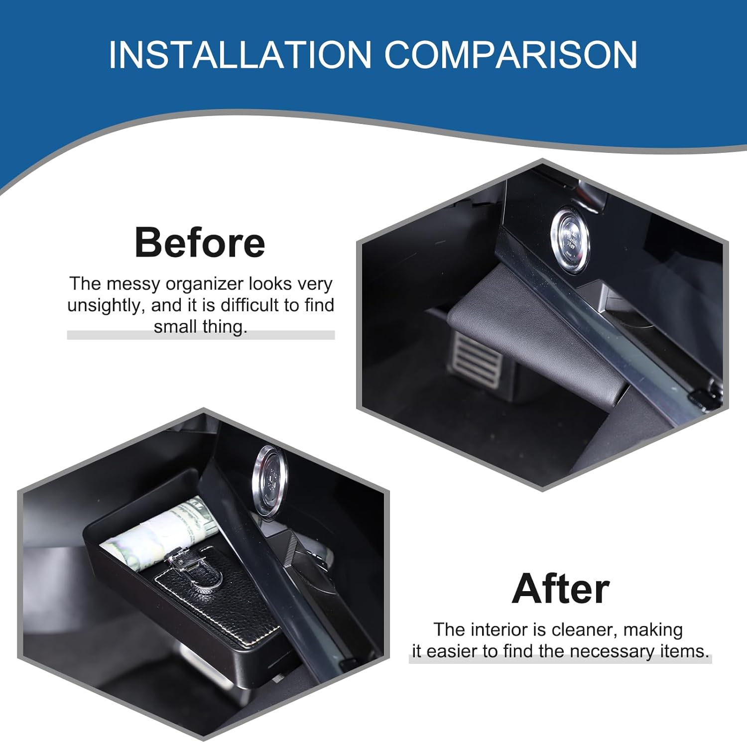 Car Dashboard Storage Tray Under Start Button for Corvette C8 2020-2025, Hidden Storage Tray Car Interior Center Console Organizer Accessories