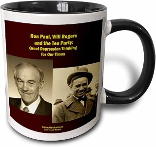 3dRose Ron Paul Will Rogers and the Tea Party 11oz Two-Tone Black Mug