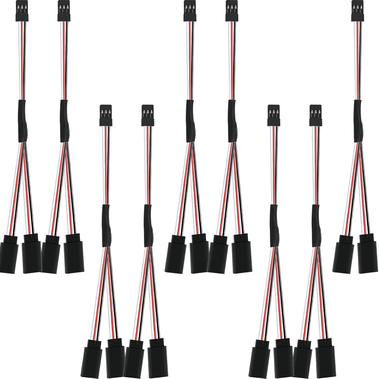Eccliy 9 Pieces Y Connector 3 Pin Plug Splitters Servo Extension Male to Female Servo Extension Cord Wire Cable Compatible with Jst Rc Jr Futaba Rc Car or Airplanes(Male to 2 Female Y Harness)