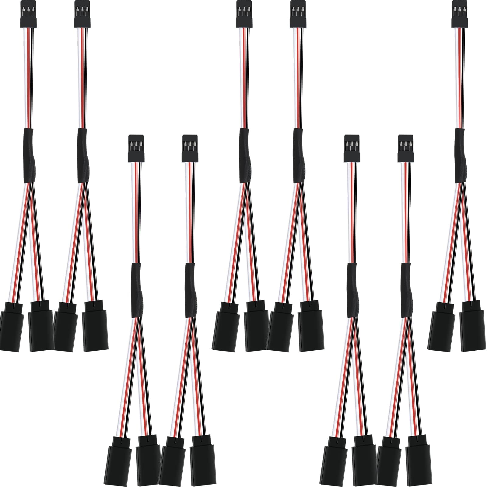9 Pieces Y Connector 3 Pin Plug Splitters Servo Extension Male to Female Servo Extension Cord Wire Cable Compatible with Jst Rc Jr Futaba Rc Car or Airplanes(Male to 2 Female Y Harness)