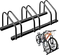 Auwey Bike Floor Rack - Stable Bicycle Storage Stand for 22-28" Mountain & Road Bikes, Max 2.2" Tires - Anti-Theft Garage Organizer