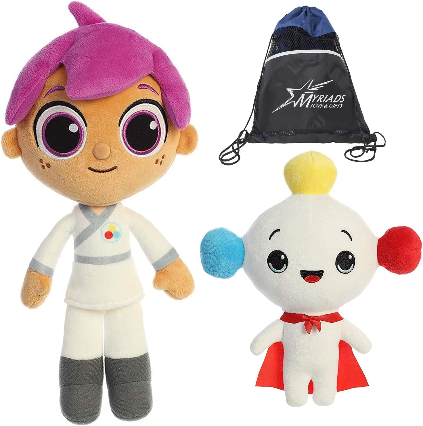 9" Plush Rainbow King and 11" Zee Set from True and The Rainbow Kingdom, with Myriads Drawstring Bag