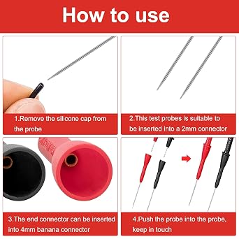 2 Universal 2mm Multimeter Probes Needle Test Probe 600V/10A