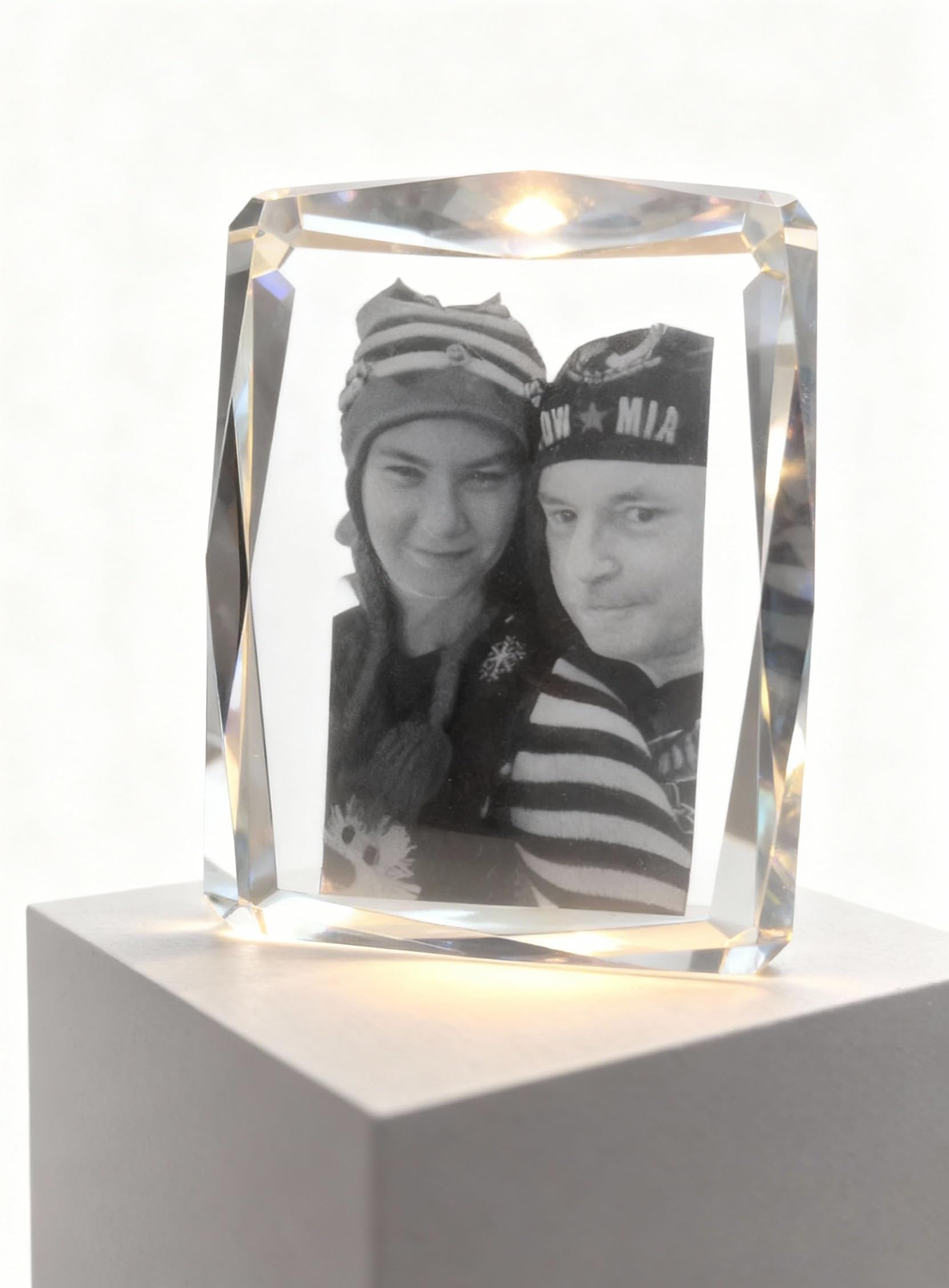 3D Crystal Glass Picture Custom from Photo. Tower