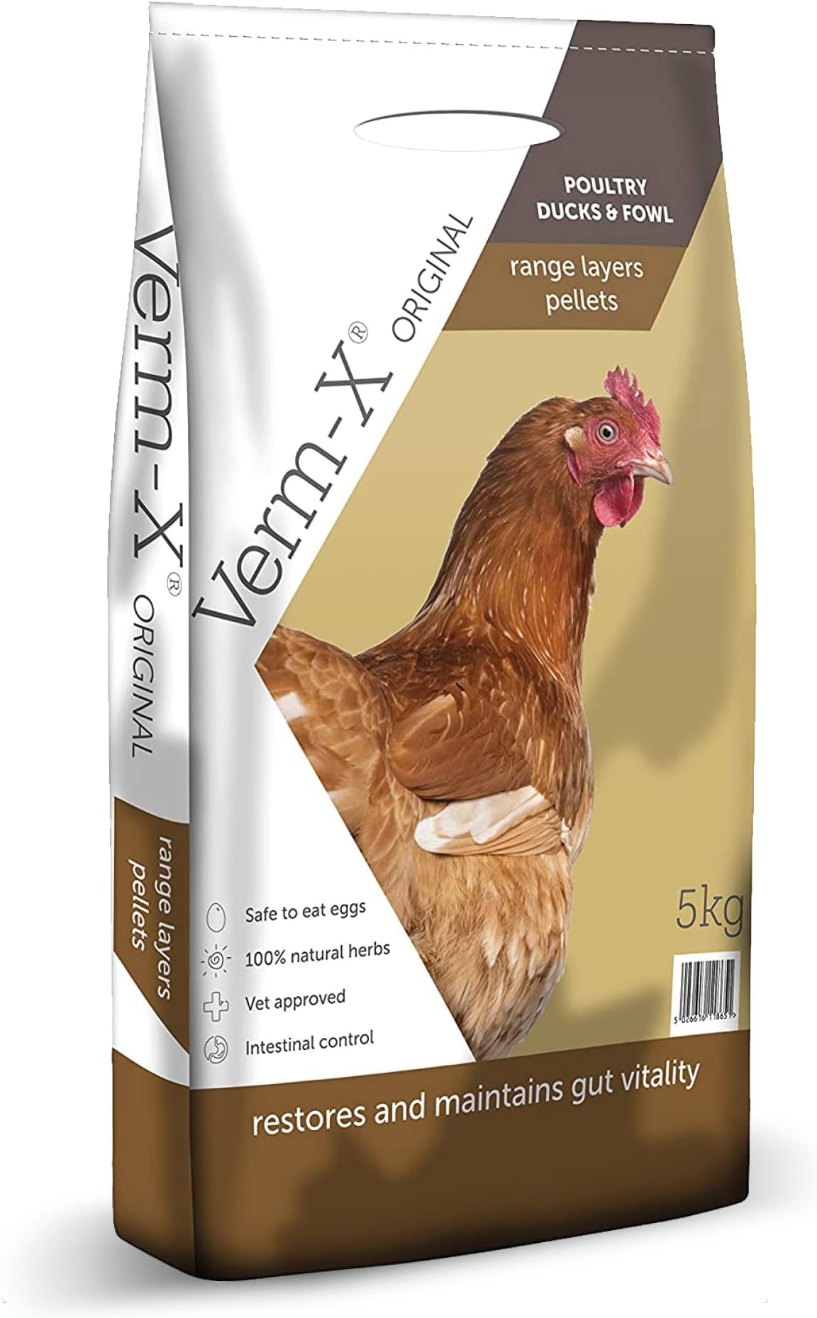 Copdock Mill Range Layers Pellets with Verm-X Chicken Feed, 5kg - Premium Quality Complete Food for Poultry - 100% Natural Mix to Aid Digestion and Protect Against Intestinal Problems In Chickens
