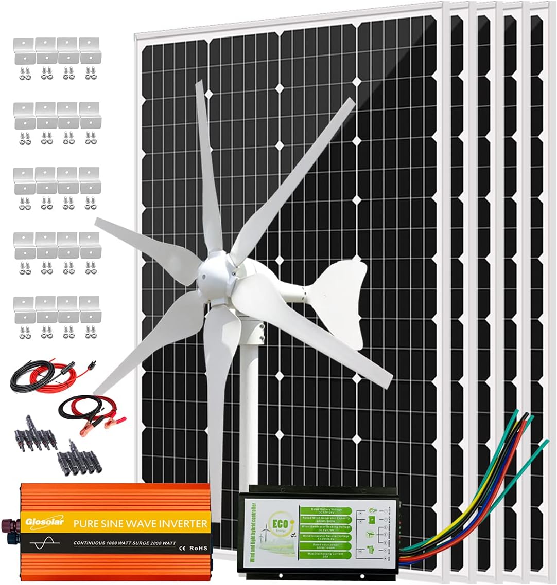 Amazon.com: 1000W Solar Panel Wind Turbine Hybrid Kit Home Off-Grid ...