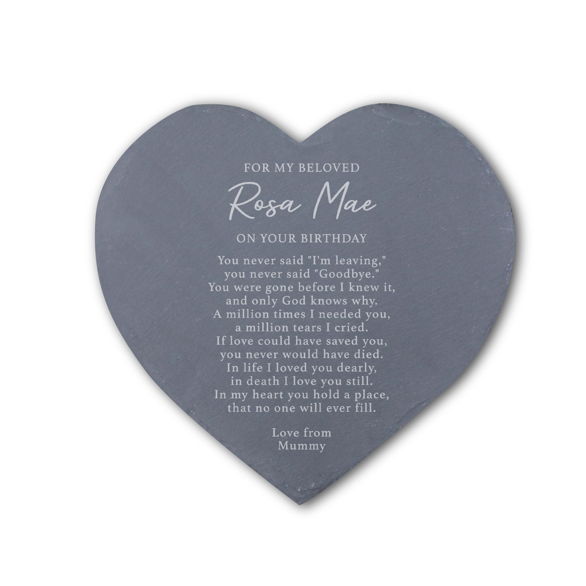 eBuyGB Personalised Slate Memorial Plaque, Heart Shaped Grave Ornament, In Loving Memory, Heavenly Birthday, Remembrance Bereavement Sympathy Gift