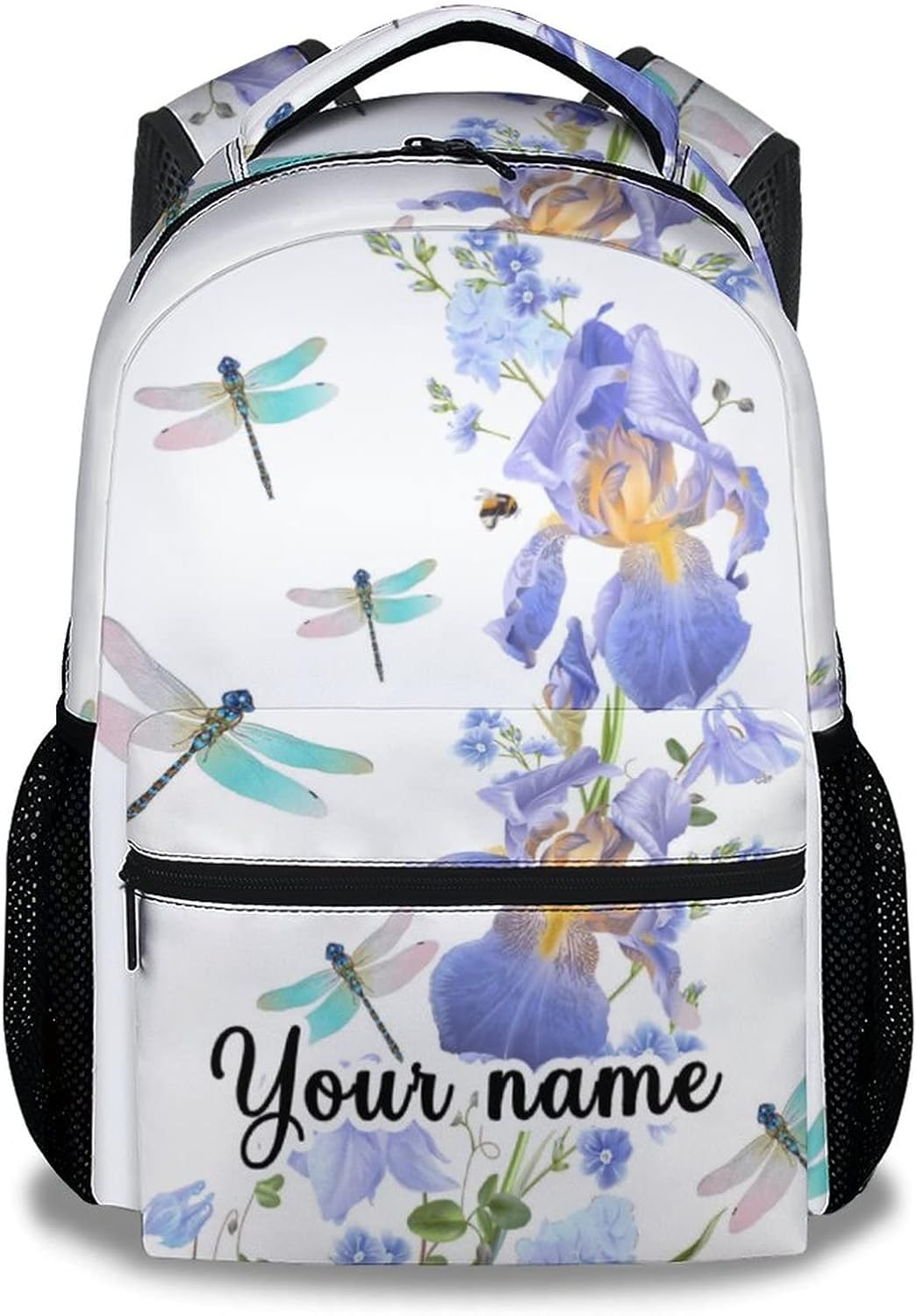 Personalized Dragonfly School Backpack for Girls, 16 Inch Backpacks for Women, Cute, Durable, Lightweight, Large Capacity Bookbag for Travel