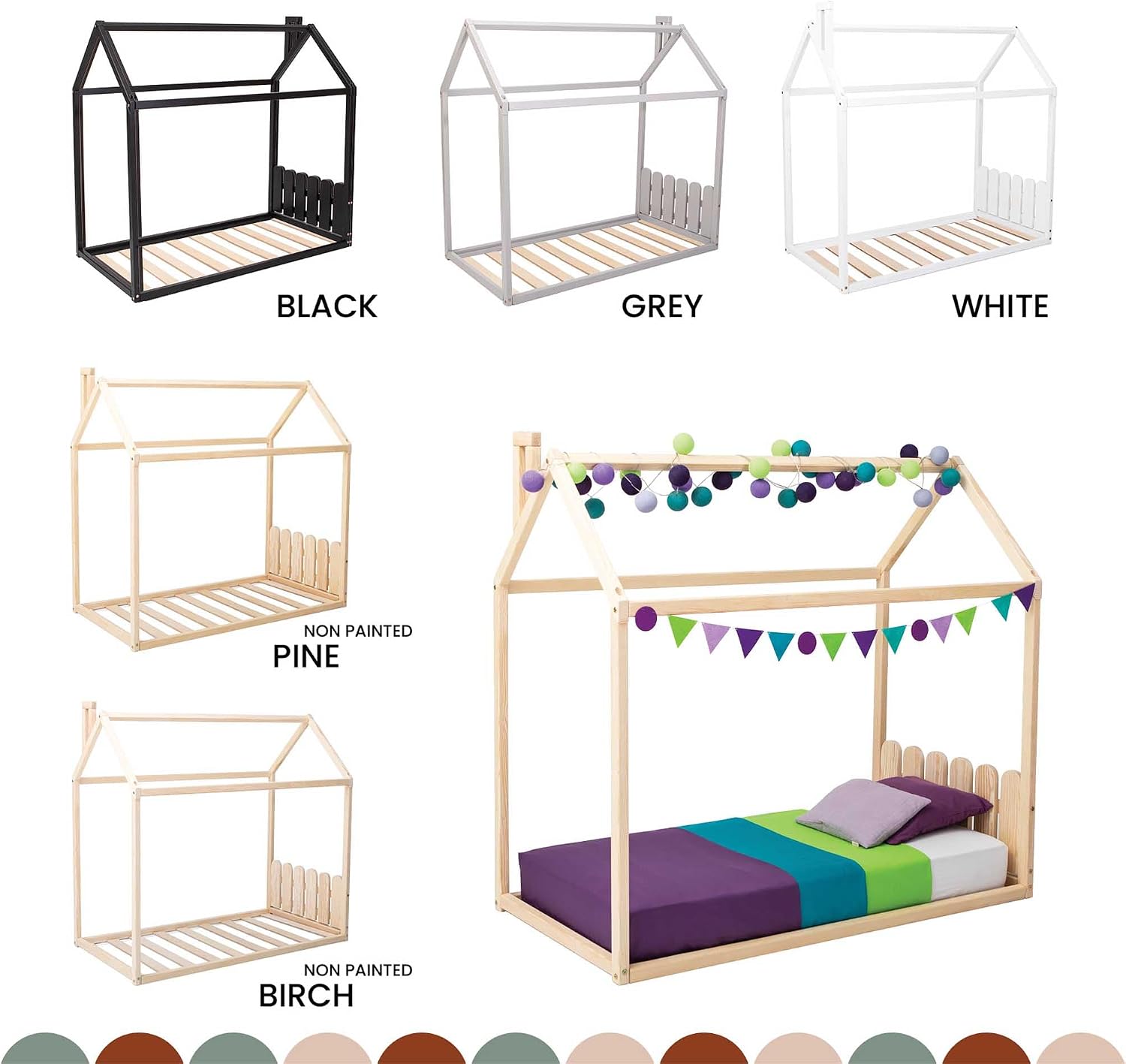 Montessori toddler house bed frame, Toddler house bed, Montessori floor bed, Zero clearance bed - US Twin size
