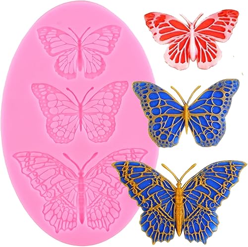 Miniatura 10 de Moldes de silicona de mariposa para pastel de fondant de mariposa, molde para hornear para decoración de pasteles de azúcar, decoración de cupcakes