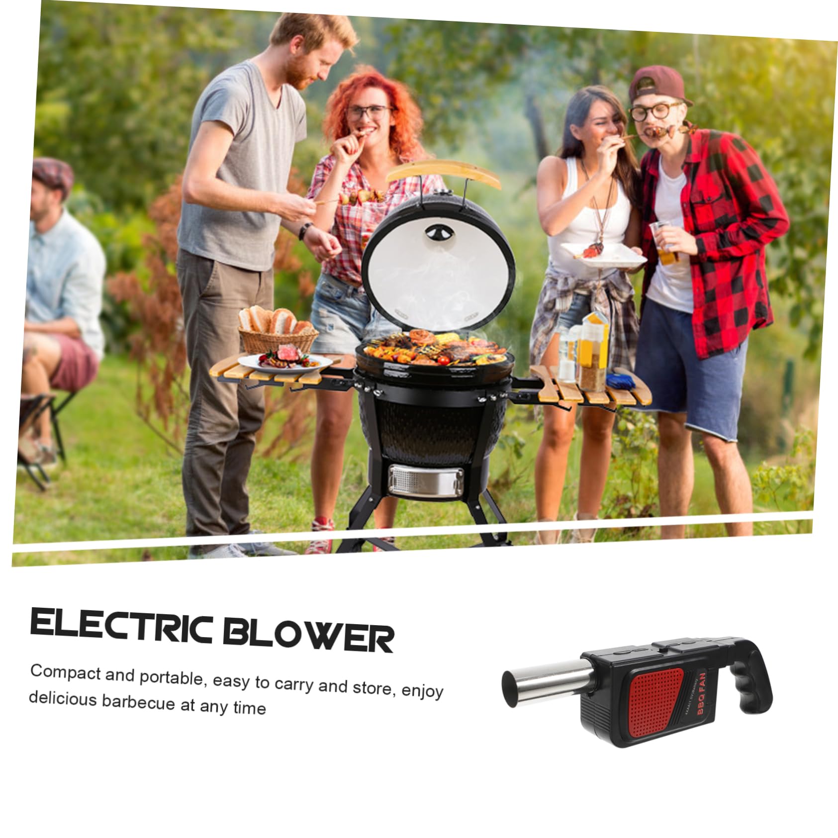ibasenice Soffiatore Elettrico Portatile per Barbecue e Accendifuoco da Campeggio, Set 2 Pezzi Tubo Ventilatore per Combustione Uniforme, Compatto e Alimentato a Batterie Aa per Cucina