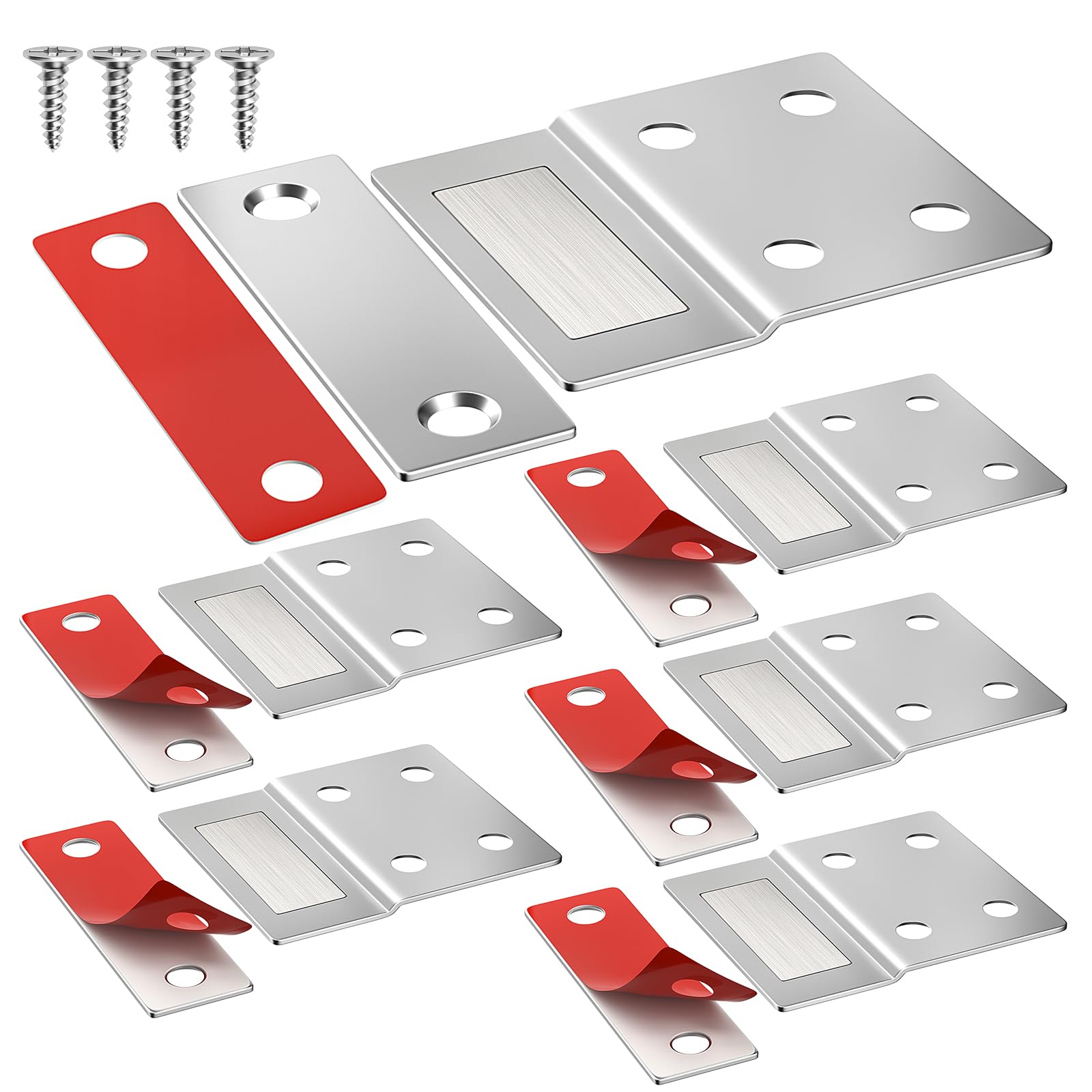Jiayi 6 Pack Ultra Thin Magnetic Cabinet Door Catch, Strong Z Shape Drawer Magnets to Stay Closed, Stainless Steel Cabinet Latch for Kitchen Bathroom Cupboard Closet Doors Closure