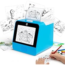 Ognee AI Voice Sticker Printer for Kids, PortableThermal Printer with Display Screen, Voice Control Mini Printer, Instant Thermal Printer Toy for DIY and Learning with 2 Paper Rolls