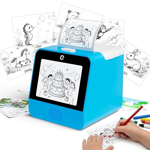 Ognee AI Voice Sticker Printer for Kids, Display Screen Super High 300 DPI | Display Screen, Voice Control Mini Printer, Instant Thermal Printer Toy for DIY and Learning with 2 Paper Rolls