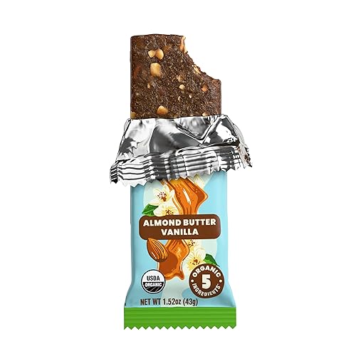 Miniatura 5 de Bearded Brothers, Barras energéticas orgánicas veganas de proteínas, mantequilla de almendra y vainilla (paquete de 12)  Sin gluten, paleo, fibra,
