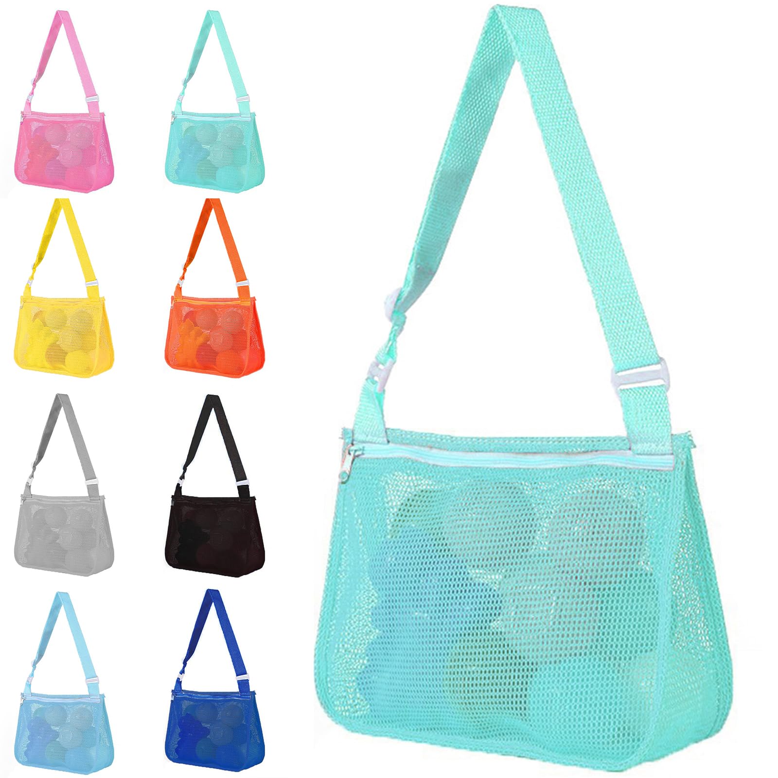 FCLEIH Mesh Beach Bag Kids Shell Collecting Bag Beach Toy Totes for Holding Beach Toys Children' Toys Market Grocery Picnic Tote