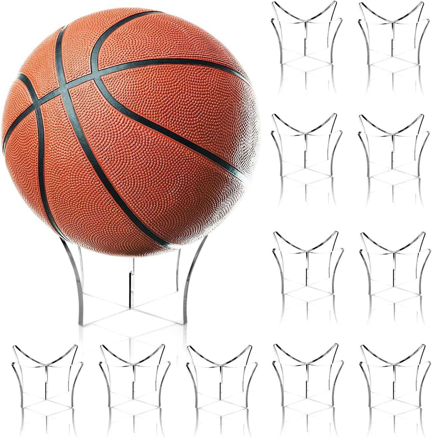 Parikshit Sublimation Acrylic 16pcs Transparent Ball Display and storage rack golf soccer footbal tennis cricket ball stand Holders (STYLE 1 TRANSPARENT PACK OF 16)-image-23