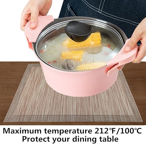 Miniatura 4 de WAZAIGUR Manteles individuales de vinilo tejido de textura mixta, fáciles de limpiar, manteles individuales para mesa de comedor (azul marino, 6)