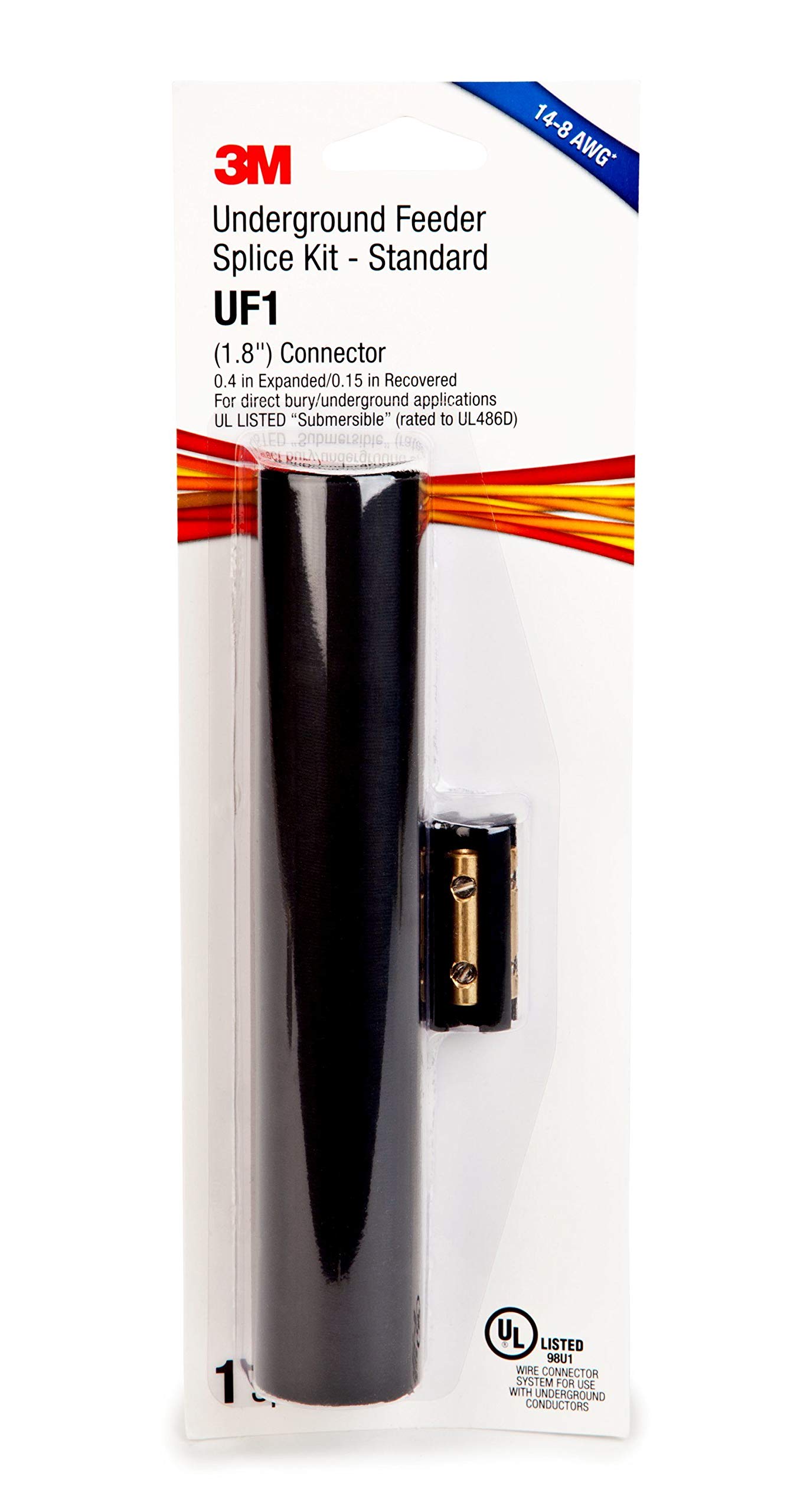 3M Kit de empalme UF1 estándar, conector de 45,7 mm, tubo termorretráctil de 203,2 mm